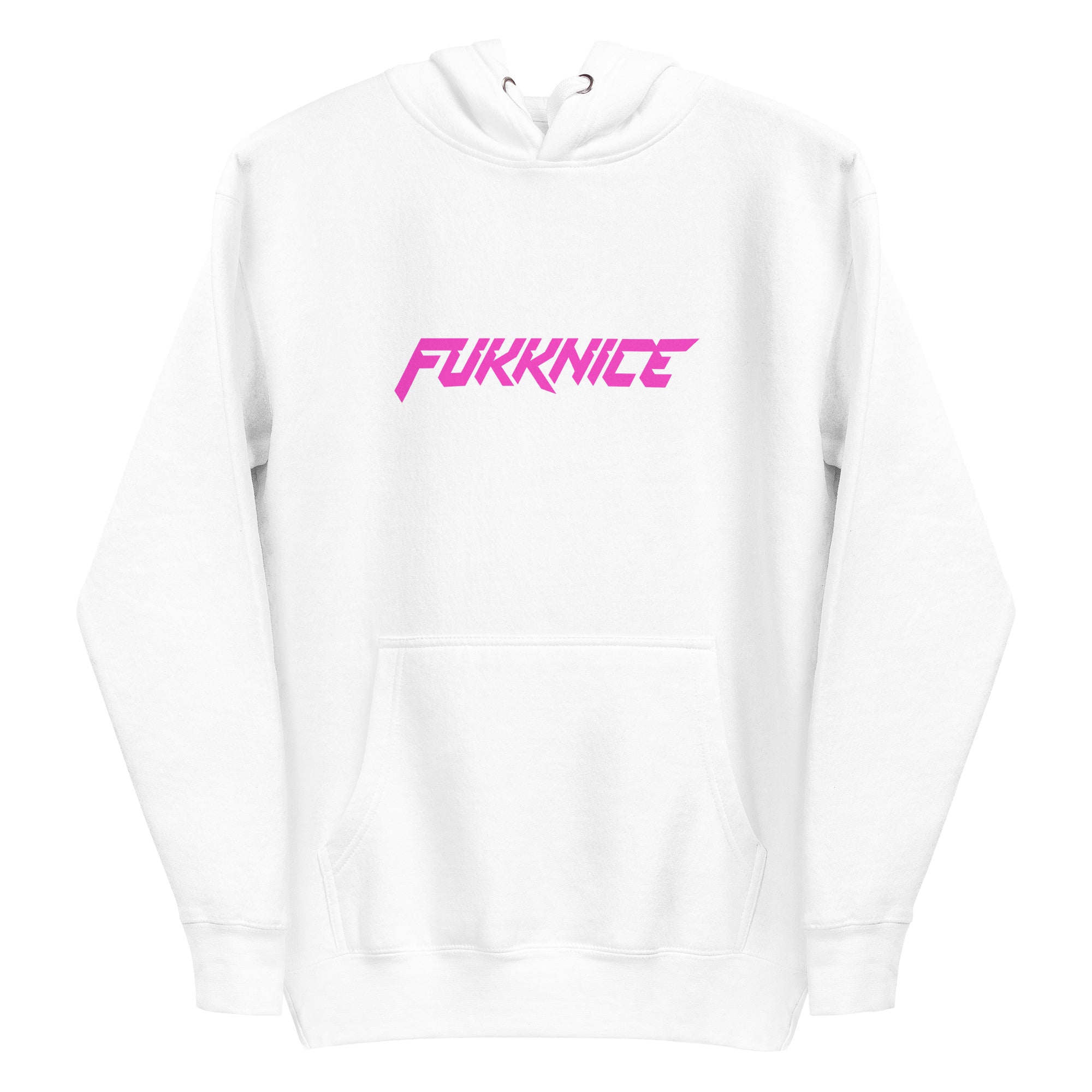 FUKKNICE collegepaita hupulla | Valkonen