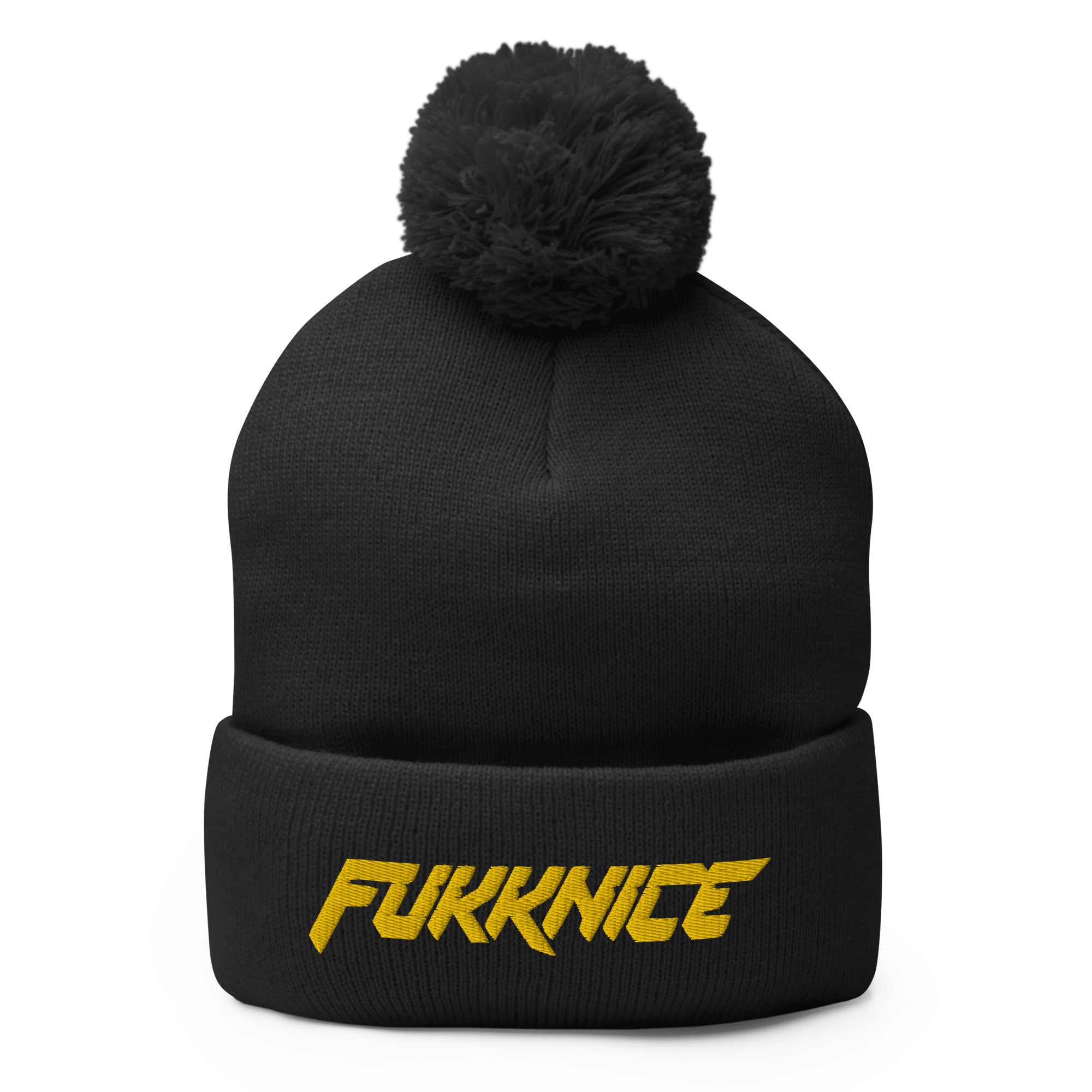 Musta FUKKNICE pipo tupsulla | Black beanie