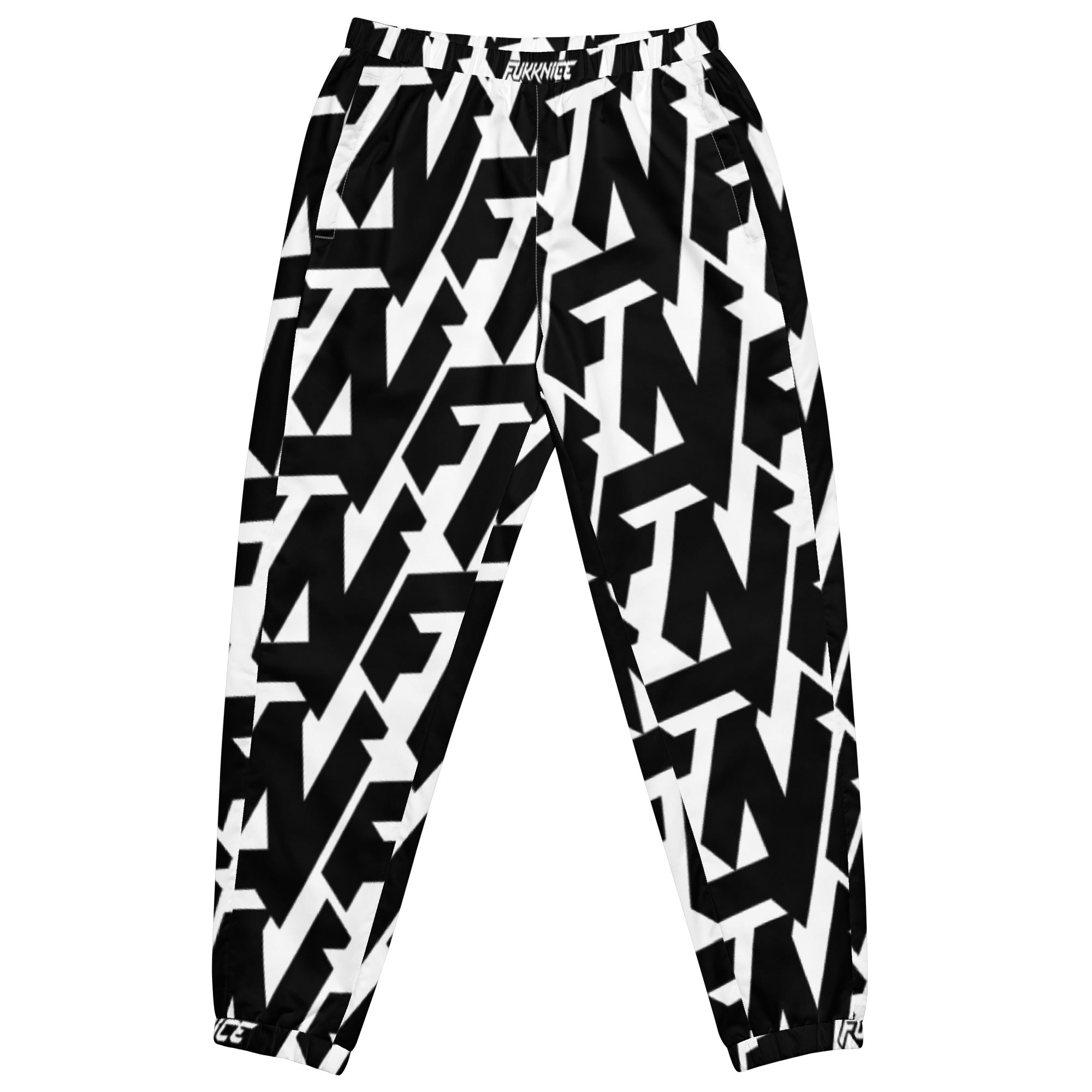 FUKKNICE mustavalkoiset treenihousut FN-logolla | Black white track pants